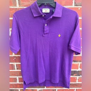 Perlis Fluer De Lis Polo Mens Size Small Purple New Orleans Louisiana
